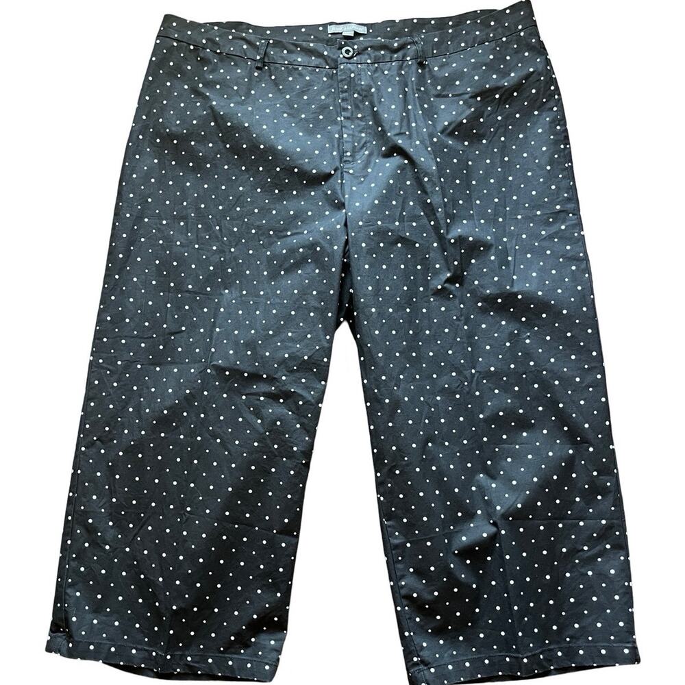 Jessica London Black White Polkadot Cotton Wide Leg Dress Pants